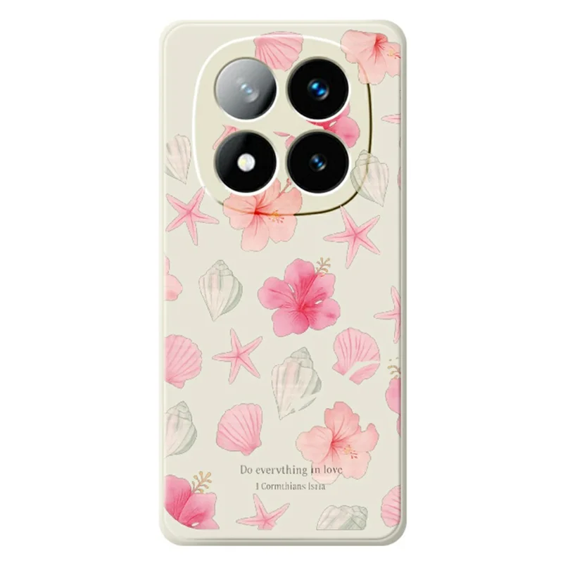 Coque pour Xiaomi Redmi Note 15 Pro 5G (Global) - Motif Impression Fleurs de Pêcher, Bord Droit, Coque Arrière en TPU - Beige