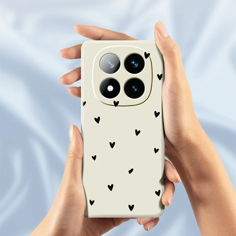 Til Xiaomi Redmi Note 15 Pro 5G (Global) Etui med små hjerter, trykt motiv, lige kanter, TPU tilbehør til bagside - beige