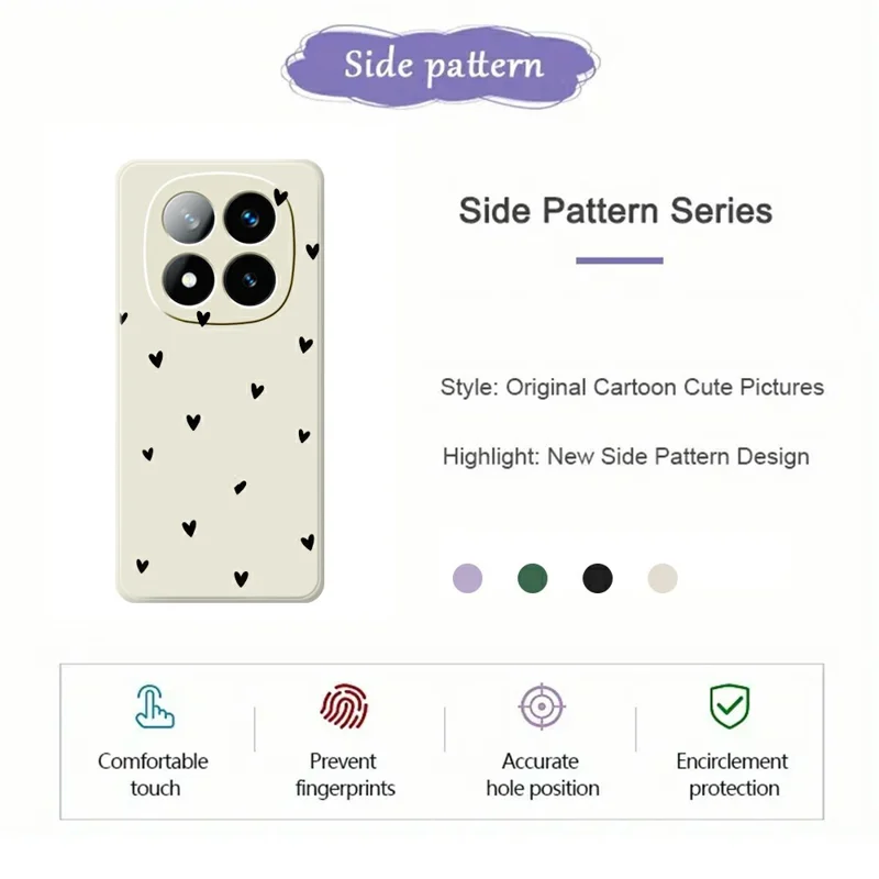 Til Xiaomi Redmi Note 15 Pro 5G (Global) Etui med små hjerter, trykt motiv, lige kanter, TPU tilbehør til bagside - beige