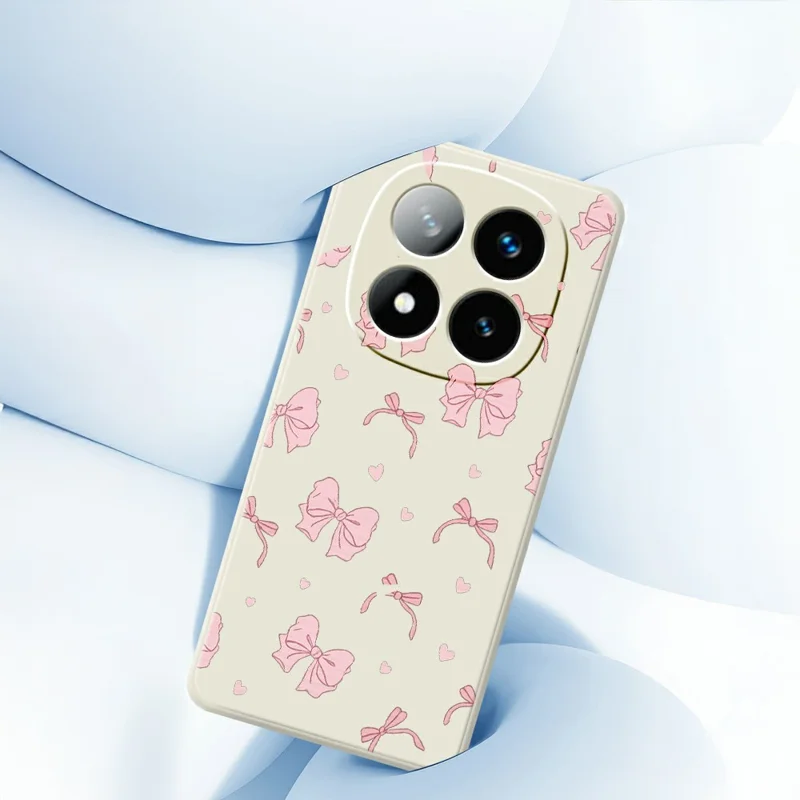Til Xiaomi Redmi Note 15 Pro 5G (Global) Etui Pink Bue Elsker Mønstertryk Lige Kant TPU Telefon Bagside - Beige