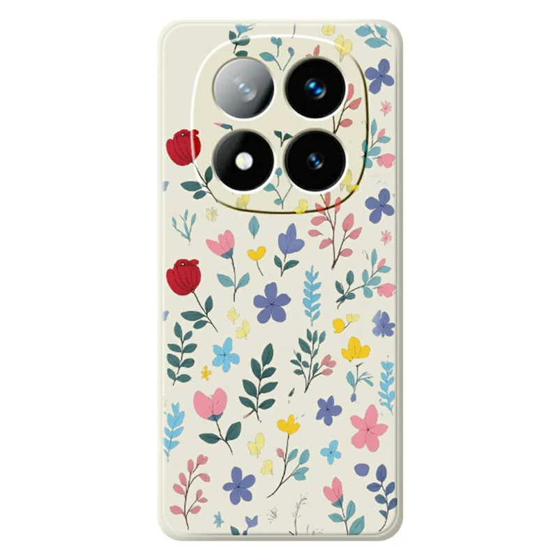 For Xiaomi Redmi Note 15 Pro+ 5G (Global)  /  Poco M8 Pro 5G Case Colorful Flower Branches Pattern Printing Straight Edge TPU Phone Back Cover - Beige
