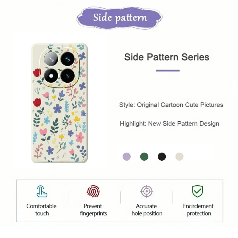 For Xiaomi Redmi Note 15 Pro+ 5G (Global)  /  Poco M8 Pro 5G Case Colorful Flower Branches Pattern Printing Straight Edge TPU Phone Back Cover - Beige