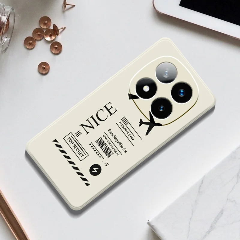 لـ هاتف شاومي ريدمي نوت 15 برو+ 5G (عالمي) / باكو إم8 برو 5G غطاء خلفي بطباعة تصميم تذكرة صعود الطائرة بحواف مستقيمة من مادة TPU - بيج