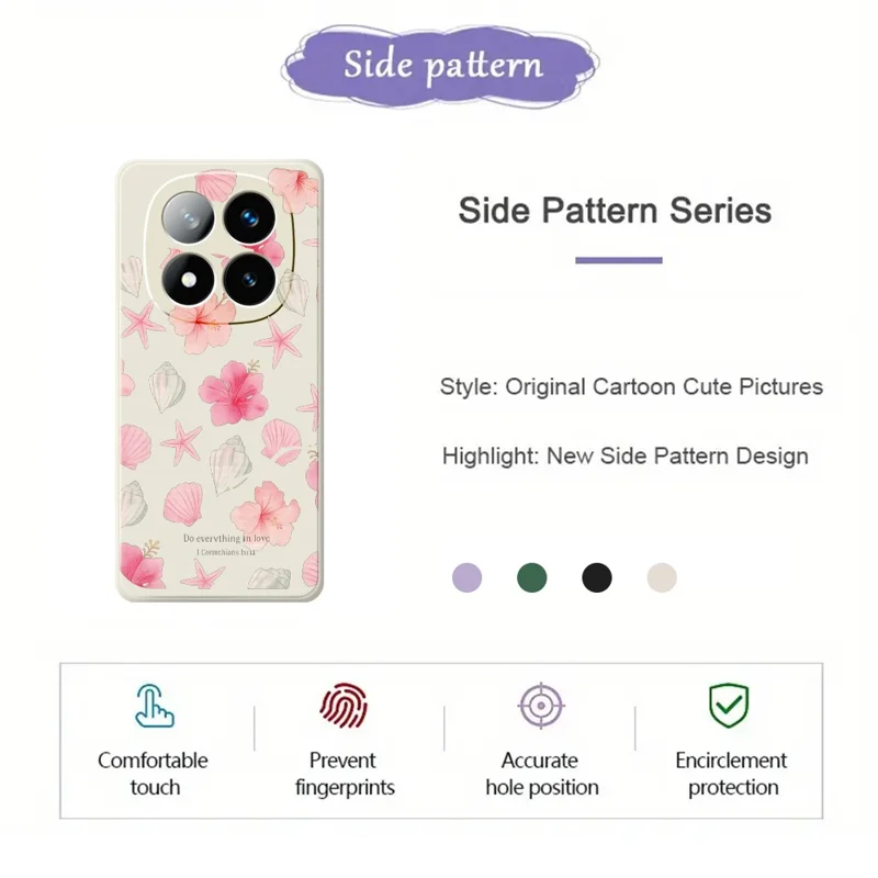Til Xiaomi Redmi Note 15 Pro+ 5G (Global) / Poco M8 Pro 5G Håndtagskabinet til mobiltelefon med trykt blomstrende kirsebærblomst, lige kant, TPU bagside - beige