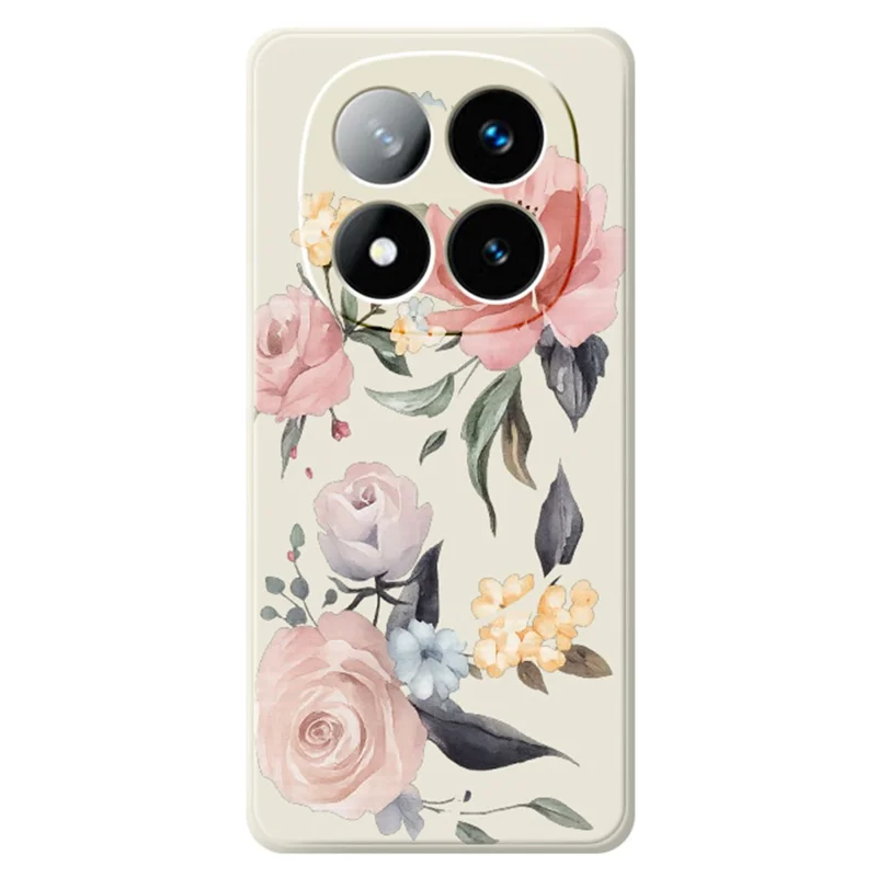Til Xiaomi Redmi Note 15 Pro+ 5G (Global) / Poco M8 Pro 5G Hylster Stor Blomstertryk Ret Kant TPU Telefon Bagdæksel - Beige