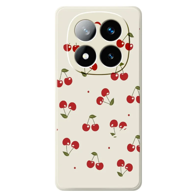 Til Xiaomi Redmi Note 15 Pro+ 5G (Global)  /  Poco M8 Pro 5G Case med kirsebærprint, lige kanter, TPU telefonbagdæksel - beige