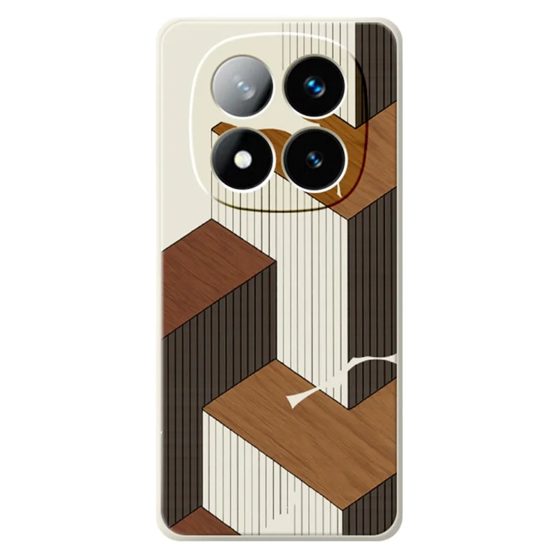 For Xiaomi Redmi Note 15 Pro+ 5G (Global) / Poco M8 Pro 5G Case Geometric Wood Grain Pattern Printing Straight Edge TPU Phone Back Cover - Beige