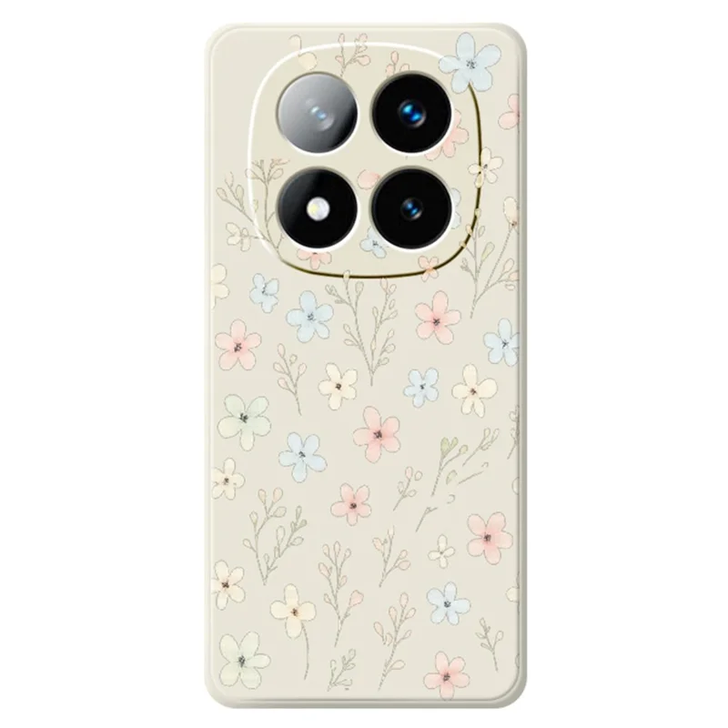 Til Xiaomi Redmi Note 15 Pro+ 5G (Global) / Poco M8 Pro 5G Etui med trykt mønster af små blomsterkviste, lige kanter, TPU bagside - beige
