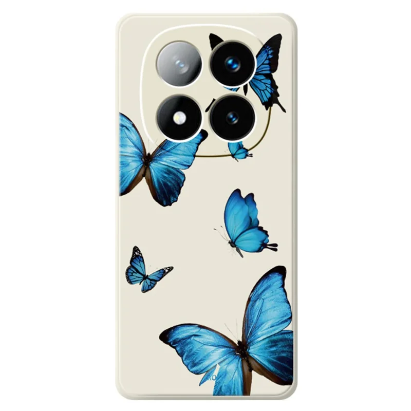 Til Xiaomi Redmi Note 15 Pro 4G (Global) Cover Blå Sommerfugle Mønster Printet Lige Kant TPU Telefon Bagside - Beige
