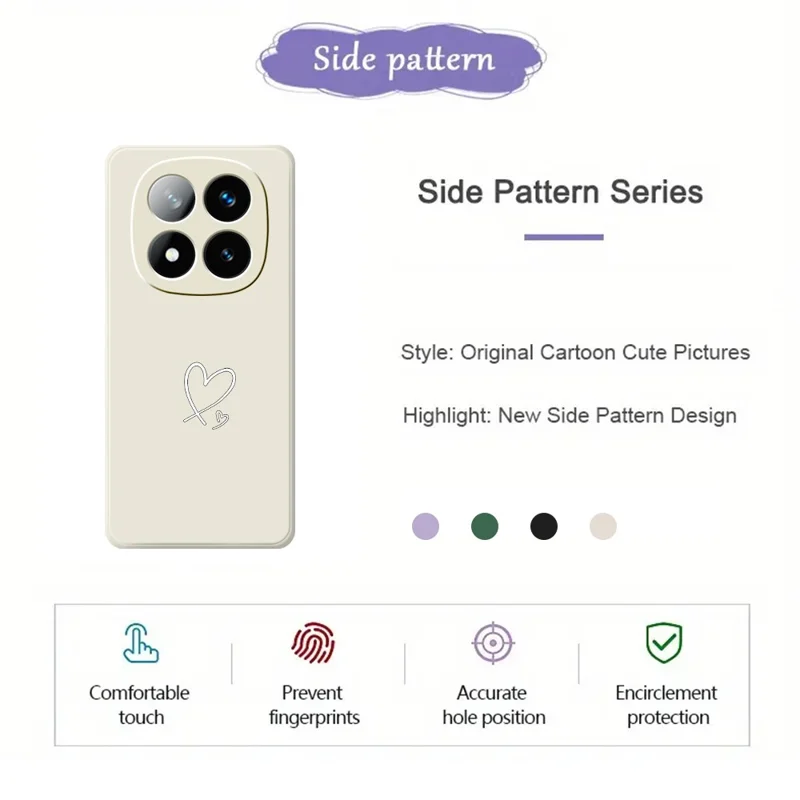 Til Xiaomi Redmi Note 15 Pro 4G (Global) hylde med hvid kærlighedsmønster, lige kanter, TPU telefonbagdæksel - beige