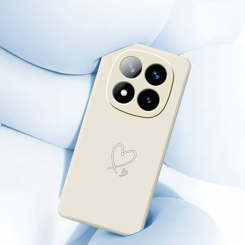Til Xiaomi Redmi Note 15 Pro 4G (Global) hylde med hvid kærlighedsmønster, lige kanter, TPU telefonbagdæksel - beige