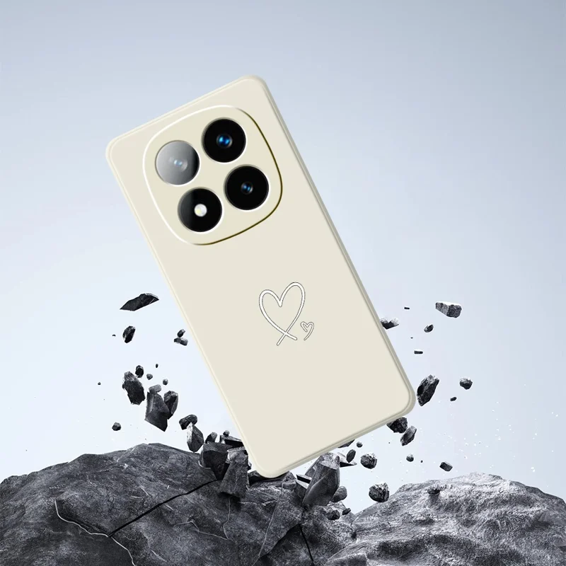 Til Xiaomi Redmi Note 15 Pro 4G (Global) hylde med hvid kærlighedsmønster, lige kanter, TPU telefonbagdæksel - beige