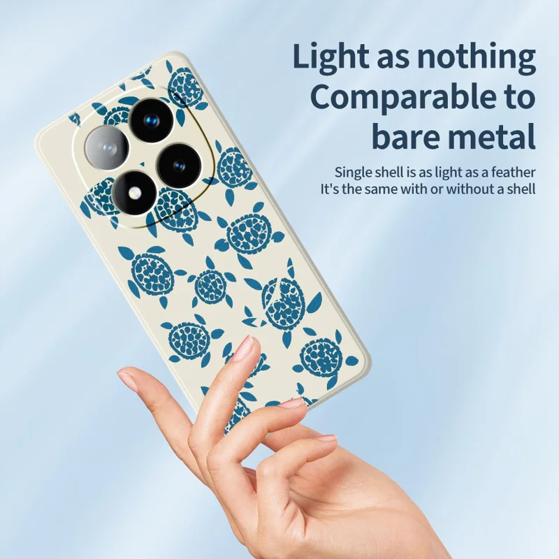 Til Xiaomi Redmi Note 15 Pro 4G (Global) Taske med blå skildpaddeprint, lige kant, TPU telefonbagdæksel - beige