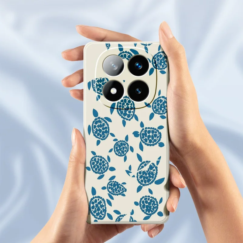Til Xiaomi Redmi Note 15 Pro 4G (Global) Taske med blå skildpaddeprint, lige kant, TPU telefonbagdæksel - beige