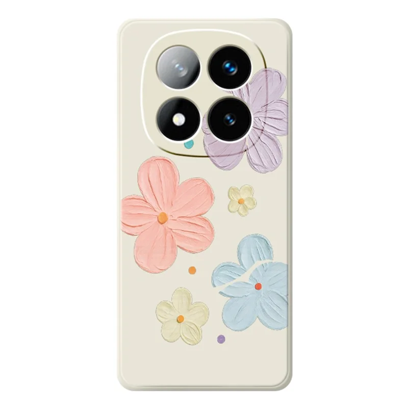 Til Xiaomi Redmi Note 15 Pro 4G (Global) Taske med firefarvet blomstermønster og lige kanter TPU telefon bagdæksel - beige