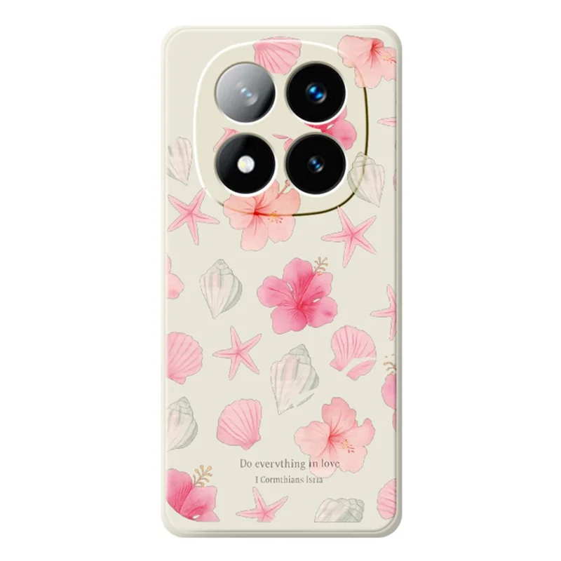 For Xiaomi Redmi Note 15 Pro 4G (Global) Case Skal med Tryk af Blomster af Førtidig Blomstning Lige Kant TPU Telefon Bagdæksel - beige