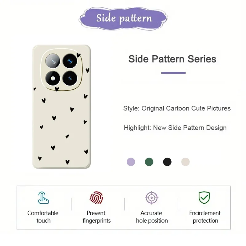 For Xiaomi Redmi Note 15 Pro 4G (Global) Case med print af små hjerter, lige kanter, TPU telefonbagdæksel - beige