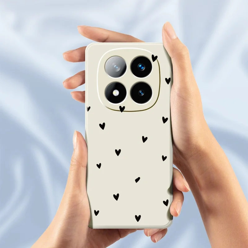 For Xiaomi Redmi Note 15 Pro 4G (Global) Case med print af små hjerter, lige kanter, TPU telefonbagdæksel - beige