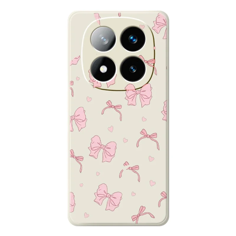 For Xiaomi Redmi Note 15 Pro 4G (Global) Case Pink Bow Love Pattern Printing Straight Edge TPU Phone Back Cover - Beige