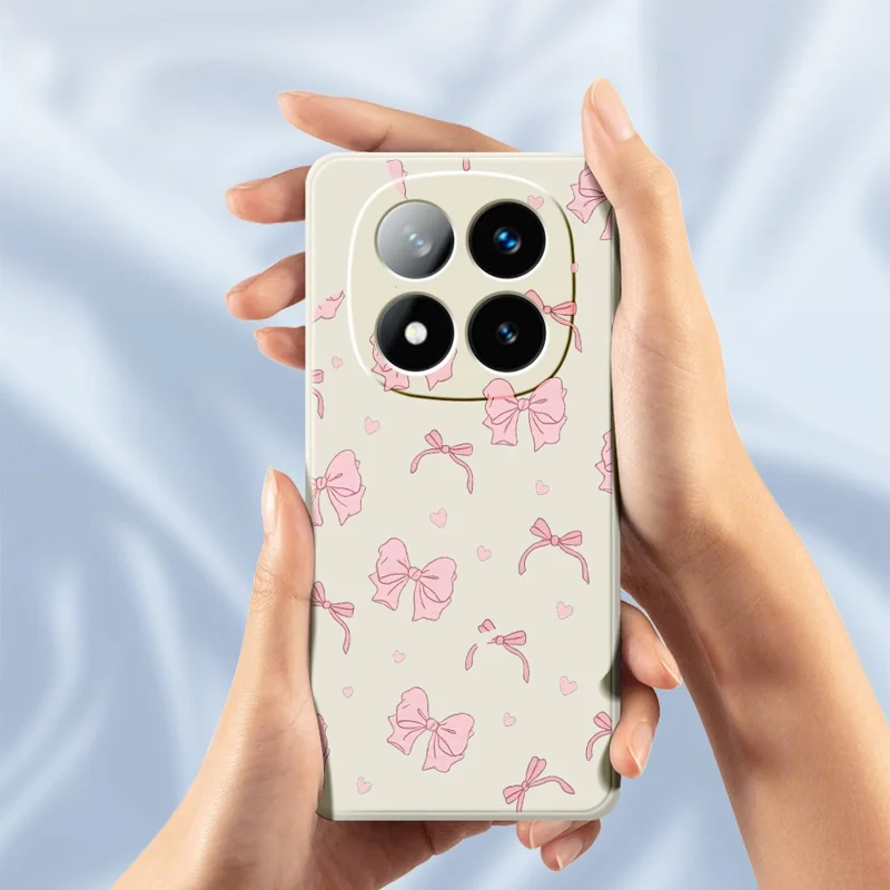 For Xiaomi Redmi Note 15 Pro 4G (Global) Case Pink Bow Love Pattern Printing Straight Edge TPU Phone Back Cover - Beige
