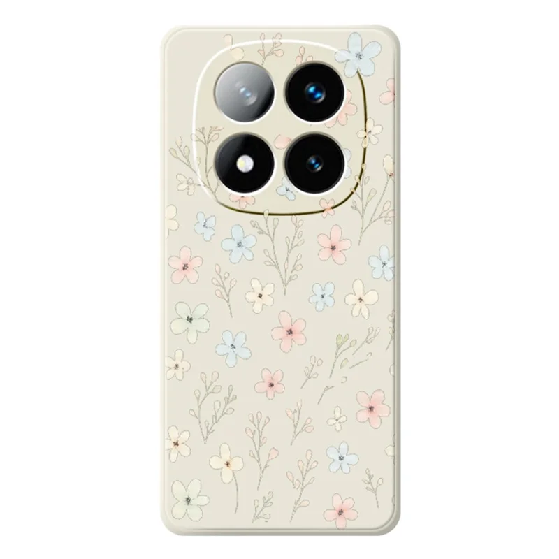 Til Xiaomi Redmi Note 15 Pro 4G (Global) hylse med trykt mønster af små blomstergrene, lige kanter, TPU telefonbagdæksel - beige