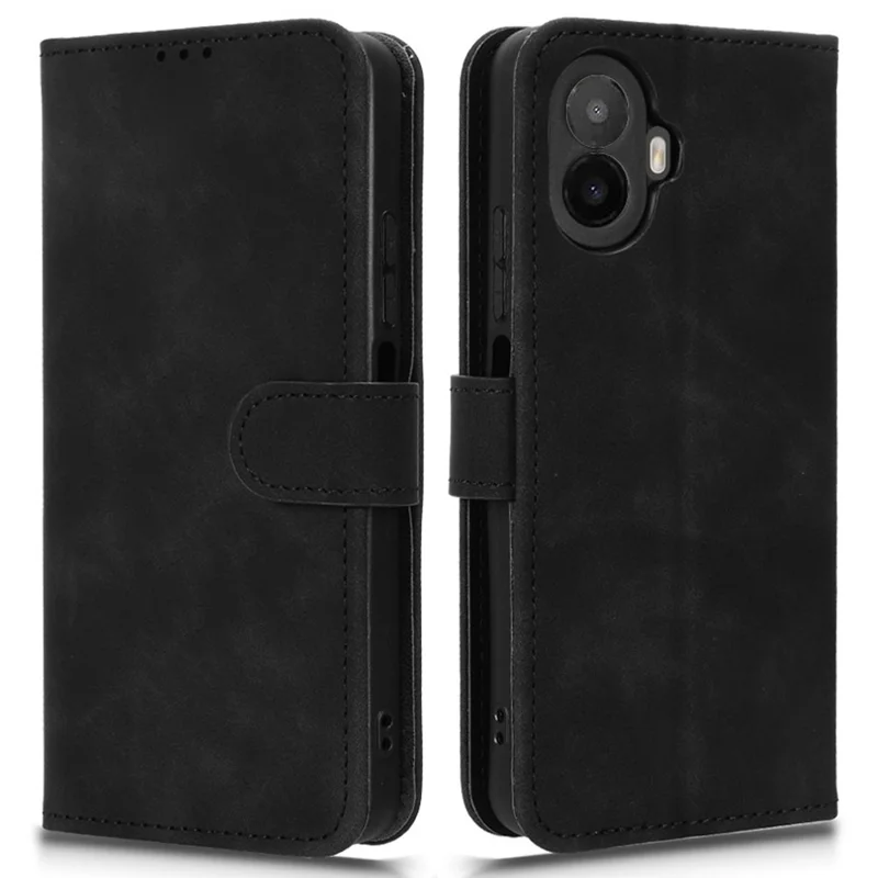 For TCL K70 5G Leather Case Skin Feel Anti Drop Wallet Stand Flip Phone Cover - Black