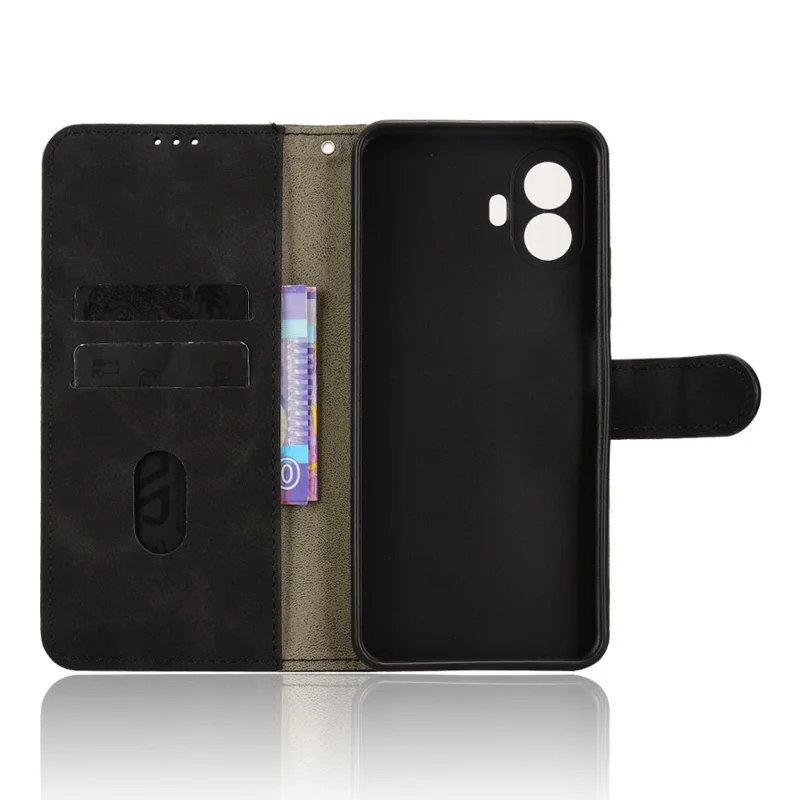 For TCL K70 5G Leather Case Skin Feel Anti Drop Wallet Stand Flip Phone Cover - Black