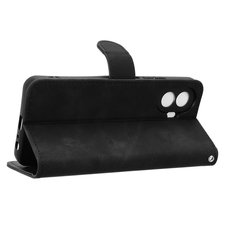 For TCL K70 5G Leather Case Skin Feel Anti Drop Wallet Stand Flip Phone Cover - Black