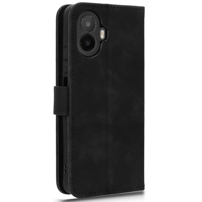 For TCL K70 5G Leather Case Skin Feel Anti Drop Wallet Stand Flip Phone Cover - Black