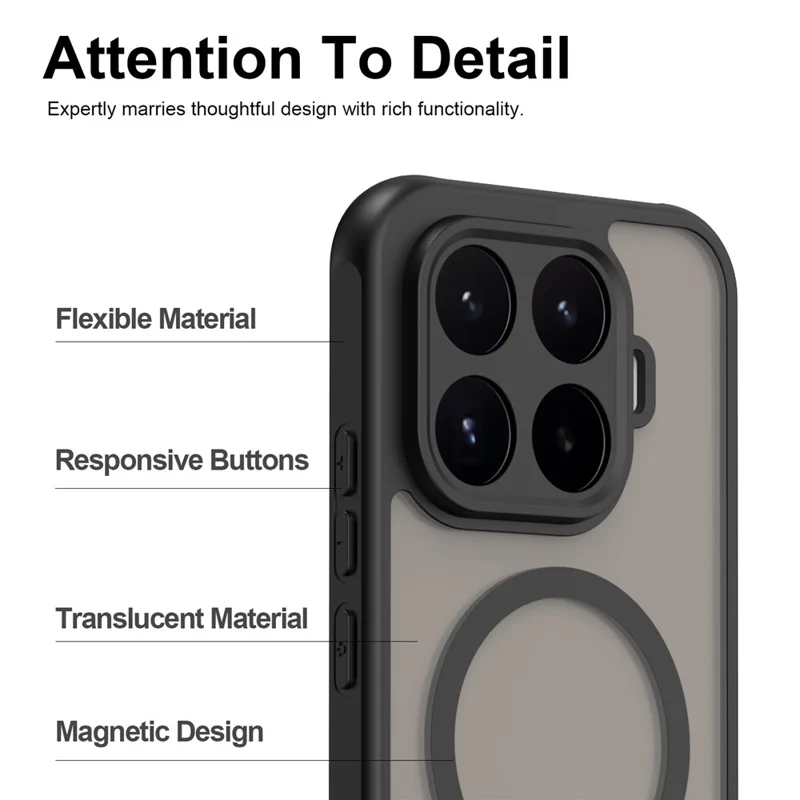 Magnetische Hülle für Xiaomi 17T Anti-Drop Matt PC + TPU Handyhülle - Schwarz