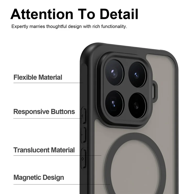 For Xiaomi 17T Pro Magnetisk Case Anti Drop Matte PC + TPU Telefonbeskyttelse - Sort