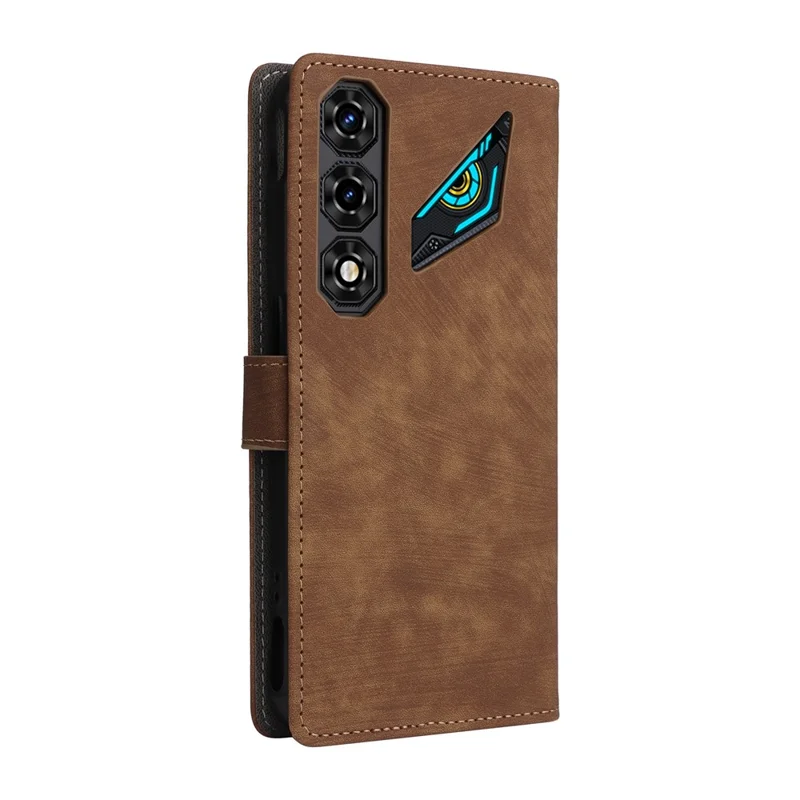 For ZTE nubia Neo 5 5G Wallet Case RFID Blocking PU Leather Phone Cover Stand with Strap - Brown