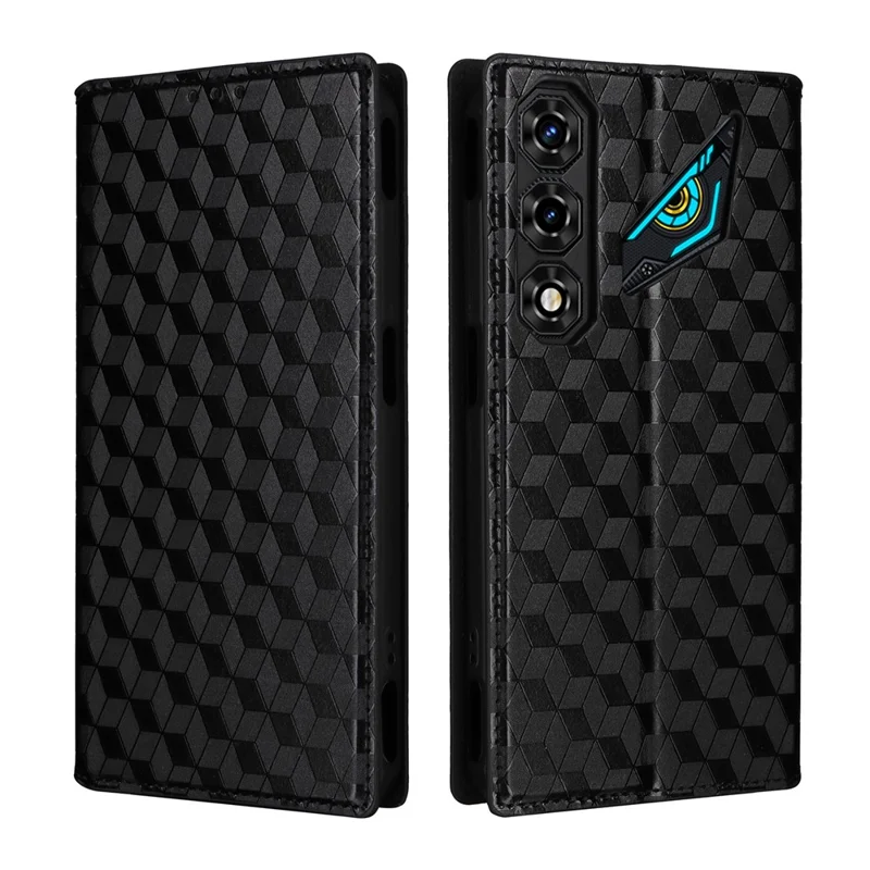 For ZTE nubia Neo 5 5G Case Wallet Rhombus Imprinted PU Leather Phone Cover - Black