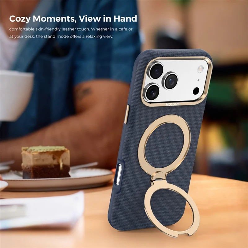 Voor iPhone 17 Pro Max Magnetische Hoes Roterende Standaard PU Leer + PC + TPU Stootvrije Achterklep - Saflaai
