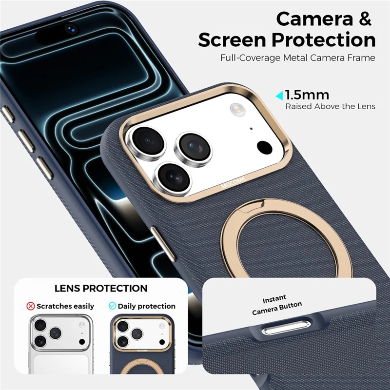 Voor iPhone 17 Pro Max Magnetische Hoes Roterende Standaard PU Leer + PC + TPU Stootvrije Achterklep - Saflaai