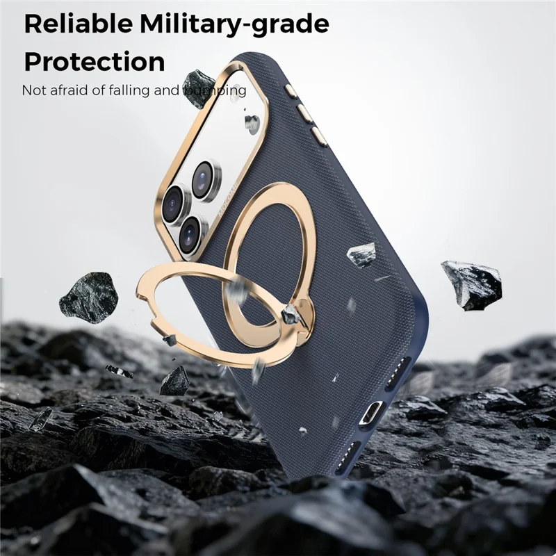 Voor iPhone 17 Pro Max Magnetische Hoes Roterende Standaard PU Leer + PC + TPU Stootvrije Achterklep - Saflaai