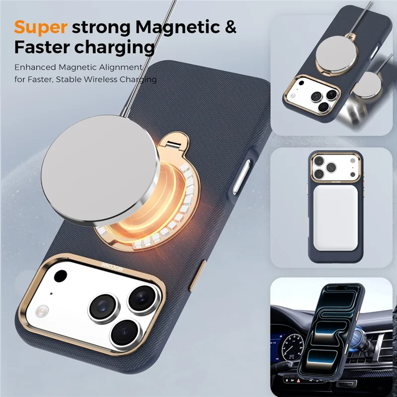 Voor iPhone 17 Pro Max Magnetische Hoes Roterende Standaard PU Leer + PC + TPU Stootvrije Achterklep - Saflaai