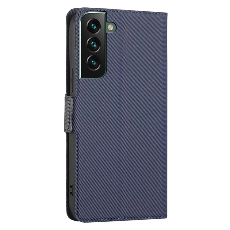 Для Samsung Galaxy S23+ Twill Texture PU Leather Flip Stand Cover Card Slots Design Secure Double Magnetic Clasp Phone Case - Синий