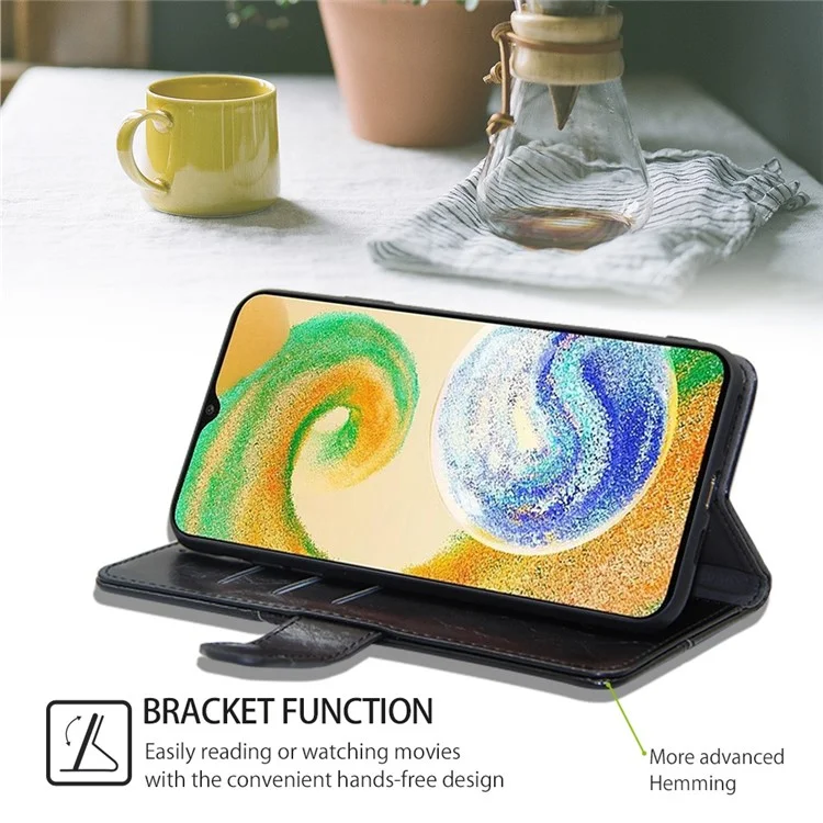 For Samsung Galaxy S23+ Geometric Splicing Phone Case PU Leather Stand Wallet Well-protected Folio Flip Cover - Black