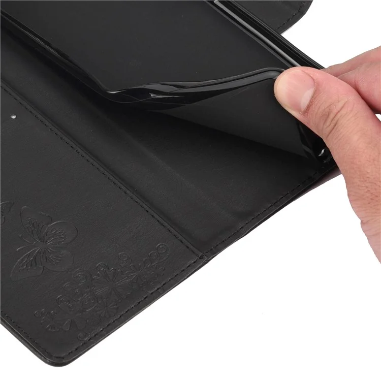 Mobiltelefonhülle Für Oppo A17 4G Wallet Phone Hülle Schmetterlinge Blumendruck PU Leder Flip Folio Telefonabdeckung Mit Ständer - Schwarz