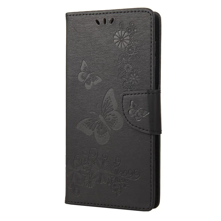 Mobiltelefonhülle Für Oppo A17 4G Wallet Phone Hülle Schmetterlinge Blumendruck PU Leder Flip Folio Telefonabdeckung Mit Ständer - Schwarz