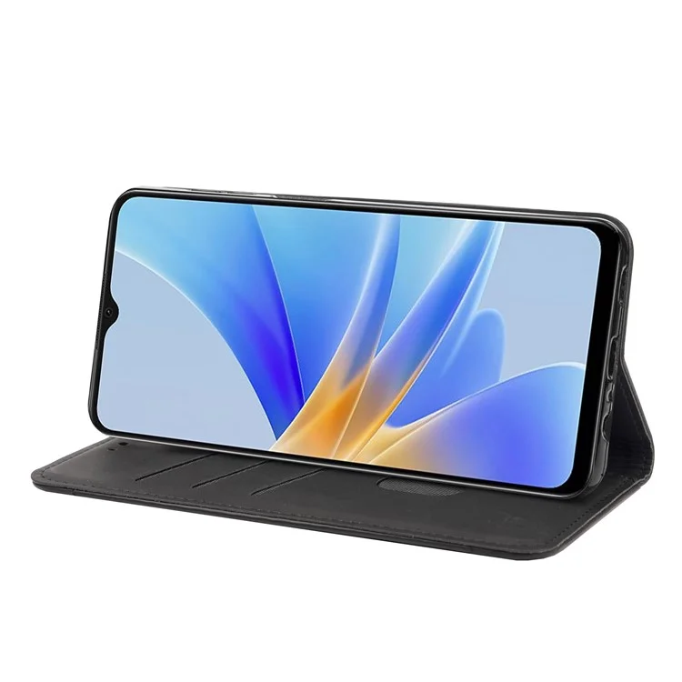 Per Oppo A17 4G / A17k 4G Custodia per Telefono Colore Splicing Skin-touch Pelle PU Chiusura Magnetica Auto Stand Portafoglio Cover - Nero