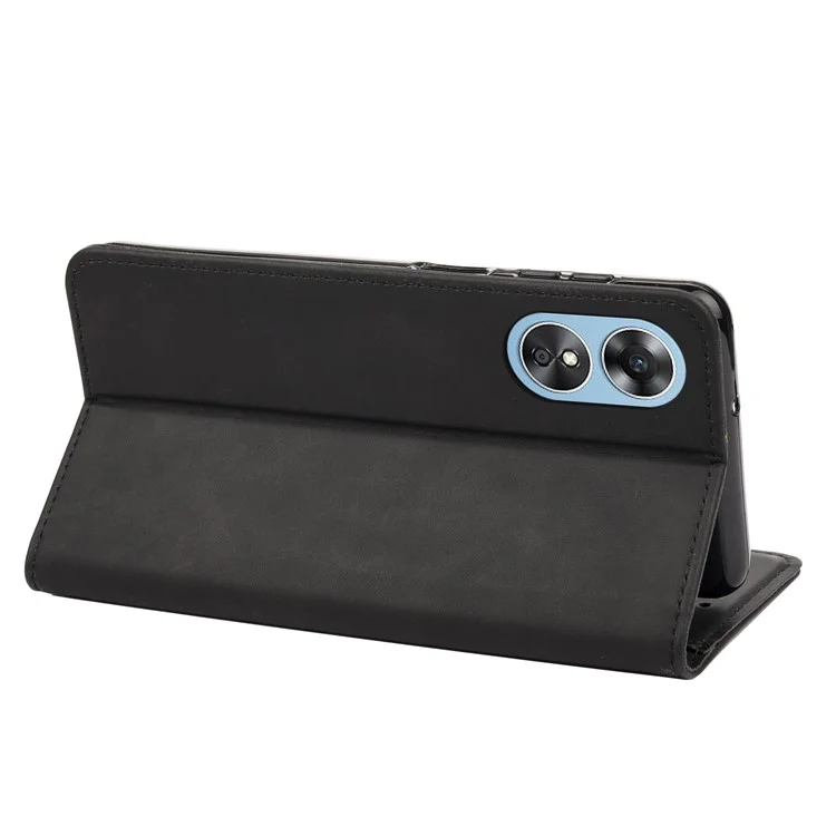 Per Oppo A17 4G / A17k 4G Custodia per Telefono Colore Splicing Skin-touch Pelle PU Chiusura Magnetica Auto Stand Portafoglio Cover - Nero