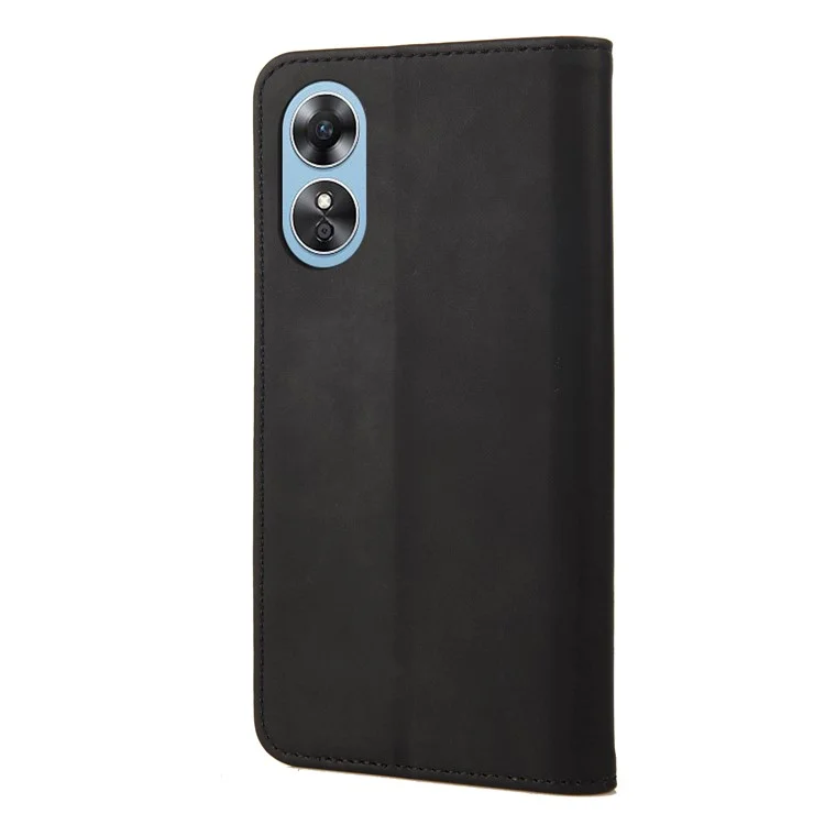 Per Oppo A17 4G / A17k 4G Custodia per Telefono Colore Splicing Skin-touch Pelle PU Chiusura Magnetica Auto Stand Portafoglio Cover - Nero