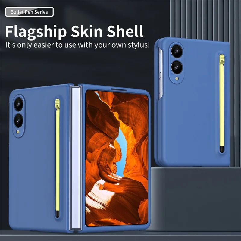 Voor Samsung Galaxy Z Fold 8 Wide hoes met stylus harde PC telefoon achterkant - Lichte blauwe