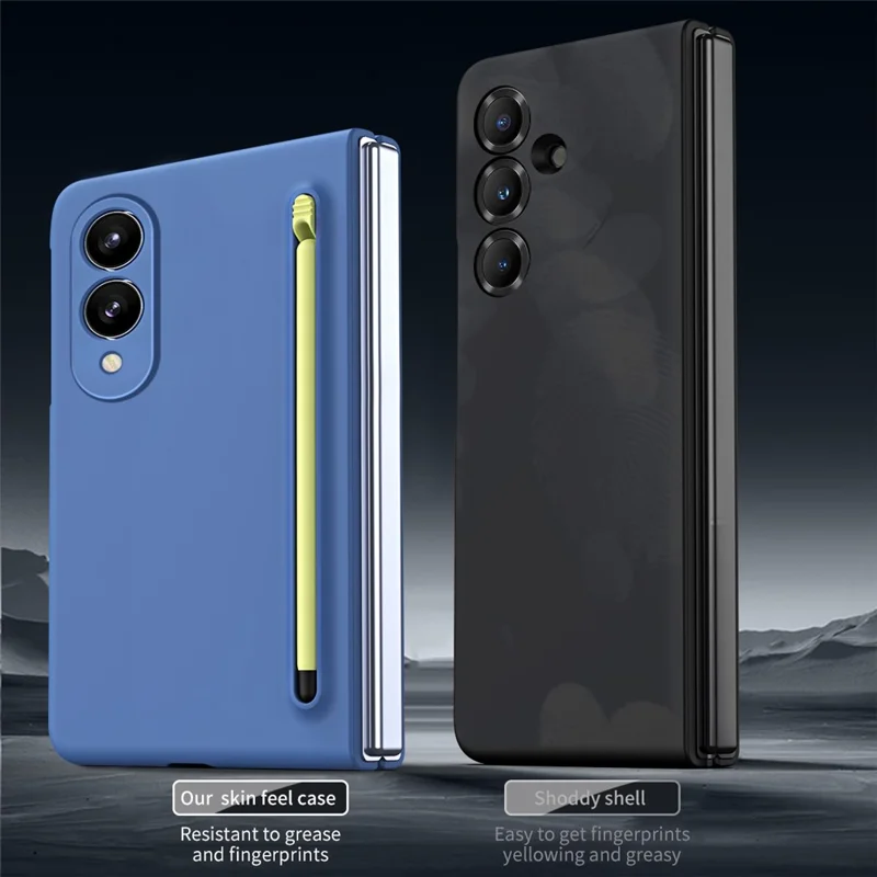 Voor Samsung Galaxy Z Fold 8 Wide hoes met stylus harde PC telefoon achterkant - Lichte blauwe