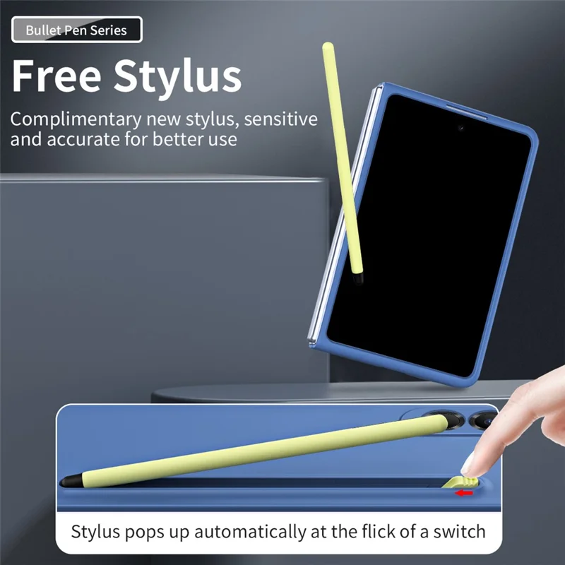 Voor Samsung Galaxy Z Fold 8 Wide hoes met stylus harde PC telefoon achterkant - Lichte blauwe
