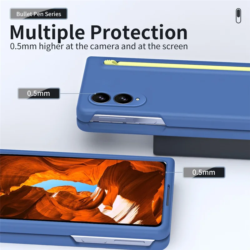 Voor Samsung Galaxy Z Fold 8 Wide hoes met stylus harde PC telefoon achterkant - Lichte blauwe
