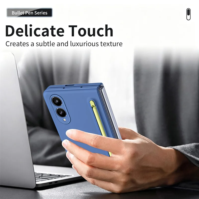 Voor Samsung Galaxy Z Fold 8 Wide hoes met stylus harde PC telefoon achterkant - Lichte blauwe