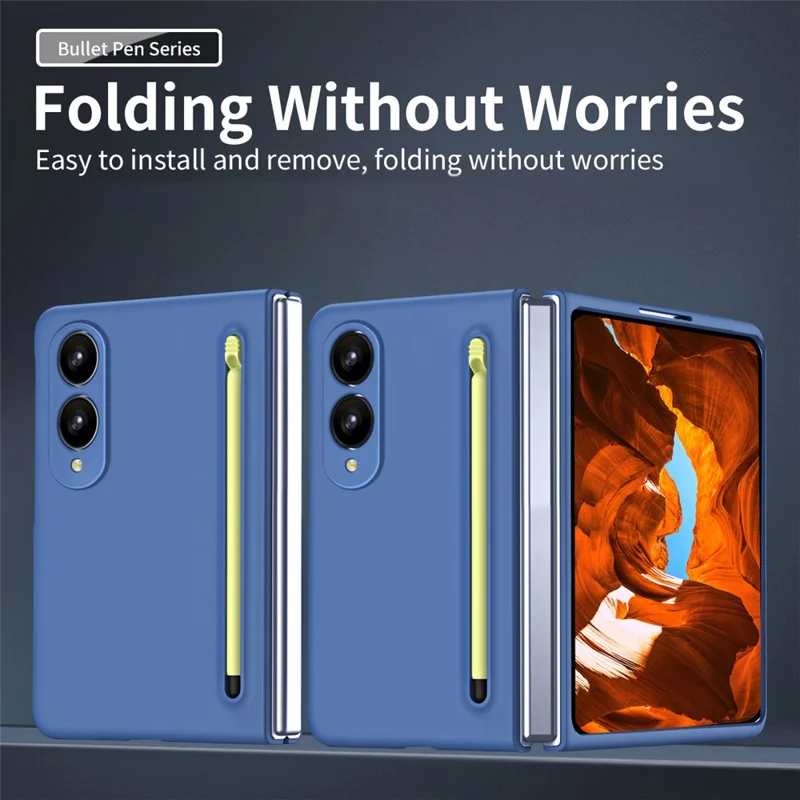 Voor Samsung Galaxy Z Fold 8 Wide hoes met stylus harde PC telefoon achterkant - Lichte blauwe